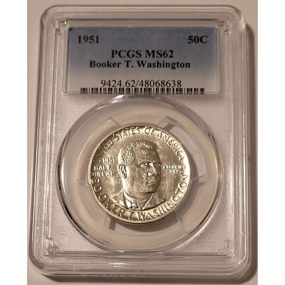 1951 Booker T Washington Commemorative Silver Half Dollar MS62 PCGS - Picture 1 of 4